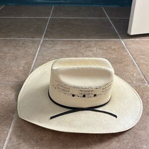 Cream Straw Cowboy Hat with Black Band